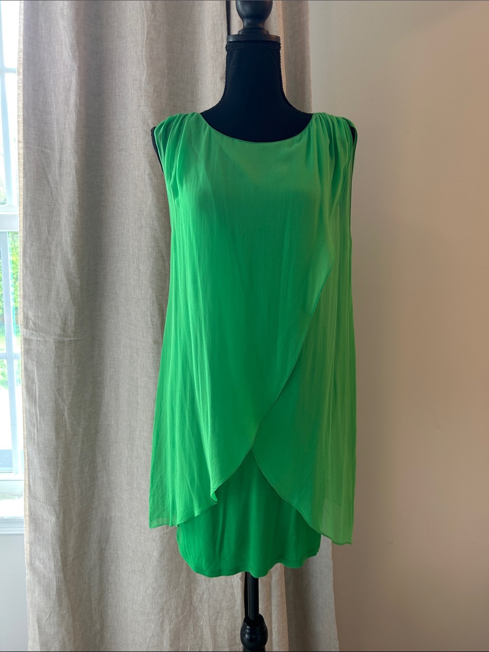 Alice + Olivia Bright Green Sleeveless Overlay Mini Dress